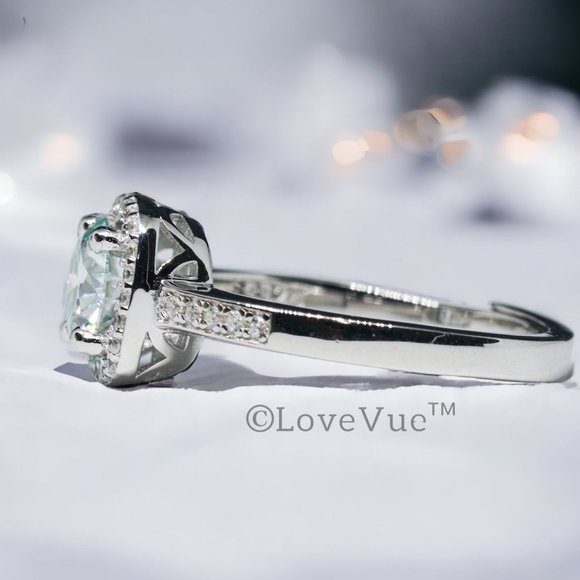 Certified 1ct. t.w. Diamond Halo Square Frame Engagement Wedding Ring - Picture 5 of 15